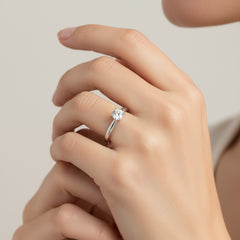 0.65 Ct Round Cut Lab-Grown Diamond & Moissanite Solitaire Ring in 925 Sterling Silver