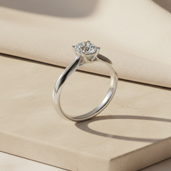 0.65 Ct Round Cut Lab-Grown Diamond & Moissanite Solitaire Ring in 925 Sterling Silver