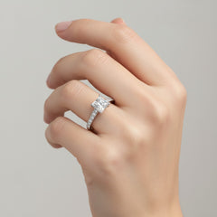 Princess Cut Lab-Grown Diamond & Moissanite Ring in 925 Sterling Silver