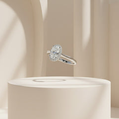 Oval Cut Lab-Grown Diamond & Moissanite Ring in 925 Sterling Silver