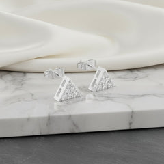 0.42 Ct Round-Cut Lab-Grown Diamond & Moissanite Triangle Stud Earrings