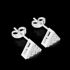 0.42 Ct Round-Cut Lab-Grown Diamond & Moissanite Triangle Stud Earrings