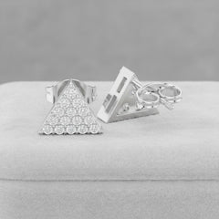 0.42 Ct Round-Cut Lab-Grown Diamond & Moissanite Triangle Stud Earrings