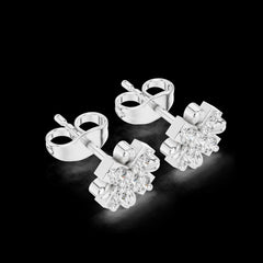 0.31 Ct Round-Cut Lab-Grown Diamond & Moissanite Floral Stud Earrings