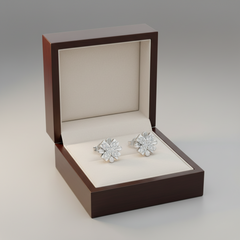0.31 Ct Round-Cut Lab-Grown Diamond & Moissanite Floral Stud Earrings
