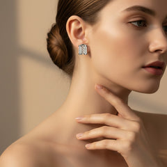 0.30 Ct Round-Cut Lab-Grown Diamond & Moissanite Cluster Stud Earrings