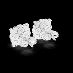 0.36 Ct Round-Cut Lab-Grown Diamond & Moissanite Floral Stud Earrings
