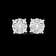 0.36 Ct Round-Cut Lab-Grown Diamond & Moissanite Floral Stud Earrings
