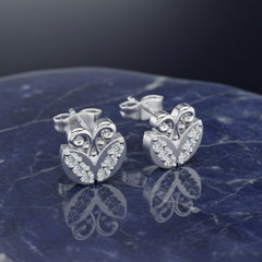 0.30 Ct Round-Cut Lab-Grown Diamond & Moissanite Floral Stud Earrings in 925 Sterling Silver