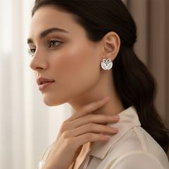 0.30 Ct Round-Cut Lab-Grown Diamond & Moissanite Floral Stud Earrings in 925 Sterling Silver