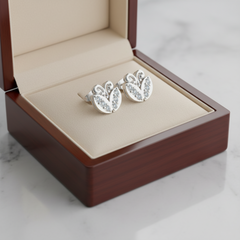 0.30 Ct Round-Cut Lab-Grown Diamond & Moissanite Floral Stud Earrings in 925 Sterling Silver