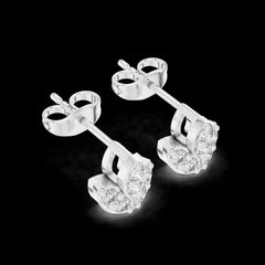 0.36 Ct Round-Cut Lab-Grown Diamond & Moissanite Floral Stud Earrings in 925 Sterling Silver
