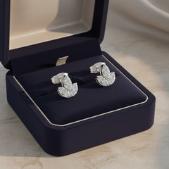 0.36 Ct Round-Cut Lab-Grown Diamond & Moissanite Floral Stud Earrings in 925 Sterling Silver