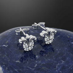 0.28 Ct Round-Cut Lab-Grown Diamond & Moissanite Floral Stud Earrings in 925 Sterling Silver