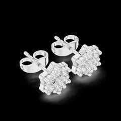 0.31 Ct Round-Cut Lab-Grown Diamond & Moissanite Cluster Stud Earrings in 925 Sterling Silver