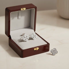 0.30 Ct Round-Cut Lab-Grown Diamond & Moissanite Floral Cluster Stud Earrings in 925 Sterling Silver
