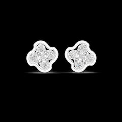 0.30 Ct Round-Cut Lab-Grown Diamond & Moissanite Floral Cluster Stud Earrings in 925 Sterling Silver