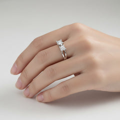 1.30 Ct Lab Grown Diamond Three Stone Ring in 925 Sterling Silver