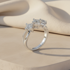1.30 Ct Lab Grown Diamond Three Stone Ring in 925 Sterling Silver