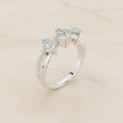1.30 Ct Lab Grown Diamond Three Stone Ring in 925 Sterling Silver