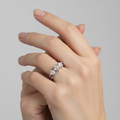 1.30 Ct Lab Grown Diamond Three Stone Ring in 925 Sterling Silver