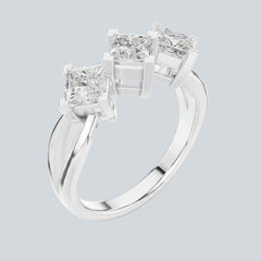 1.30 Ct Lab Grown Diamond Three Stone Ring in 925 Sterling Silver