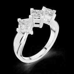 1.30 Ct Lab Grown Diamond Three Stone Ring in 925 Sterling Silver