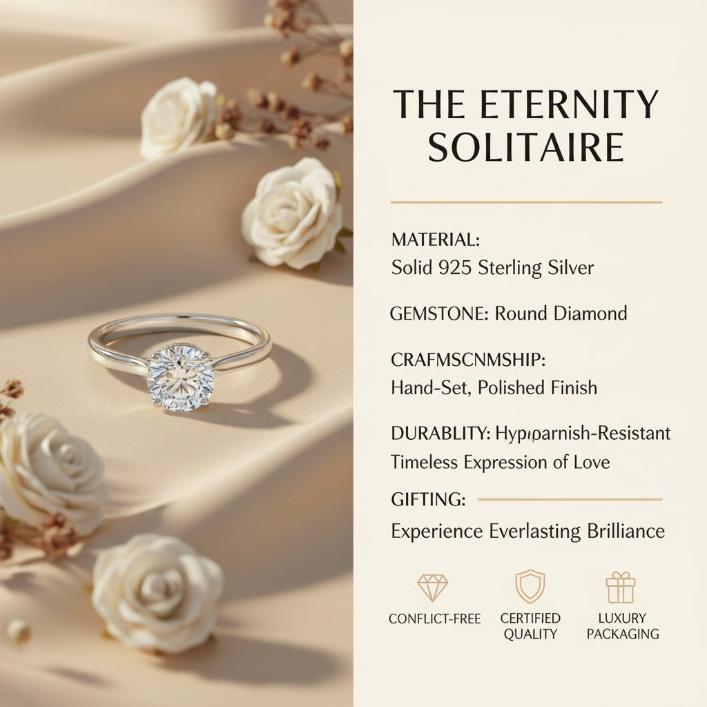 1.24 Ct Round Cut Lab-Grown Diamond & Moissanite Ring in 925 Sterling Silver