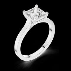 1.00 Ct Princess Cut Lab-Grown Diamond & Moissanite Ring in 925 Sterling Silver