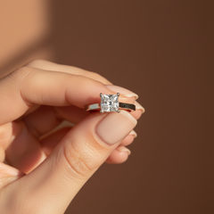 1.00 Ct Princess Cut Lab-Grown Diamond & Moissanite Ring in 925 Sterling Silver