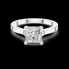 1.00 Ct Princess Cut Lab-Grown Diamond & Moissanite Ring in 925 Sterling Silver