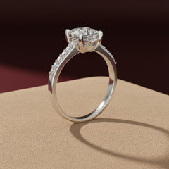 Princess Cut Lab-Grown Diamond & Moissanite Ring in 925 Sterling Silver