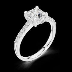 Princess Cut Lab-Grown Diamond & Moissanite Ring in 925 Sterling Silver