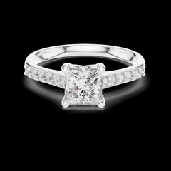 Princess Cut Lab-Grown Diamond & Moissanite Ring in 925 Sterling Silver