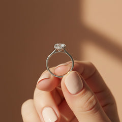 Oval Cut Lab-Grown Diamond & Moissanite Ring in 925 Sterling Silver