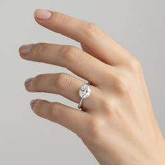 Oval Cut Lab-Grown Diamond & Moissanite Ring in 925 Sterling Silver