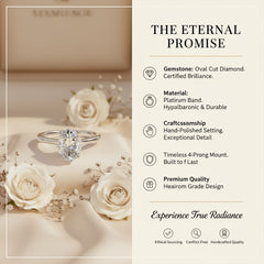 Oval Cut Lab-Grown Diamond & Moissanite Ring in 925 Sterling Silver