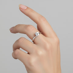 0.50 Ct Round Cut Lab-Grown Diamond & Moissanite Ring in 925 Sterling Silver