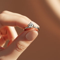 0.50 Ct Round Cut Lab-Grown Diamond & Moissanite Ring in 925 Sterling Silver