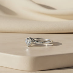 0.50 Ct Round Cut Lab-Grown Diamond & Moissanite Ring in 925 Sterling Silver