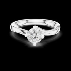 0.50 Ct Round Cut Lab-Grown Diamond & Moissanite Ring in 925 Sterling Silver