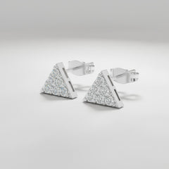 0.42 Ct Round-Cut Lab-Grown Diamond & Moissanite Triangle Stud Earrings