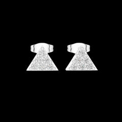 0.42 Ct Round-Cut Lab-Grown Diamond & Moissanite Triangle Stud Earrings