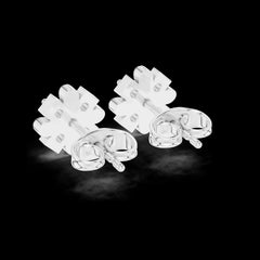 0.31 Ct Round-Cut Lab-Grown Diamond & Moissanite Floral Stud Earrings