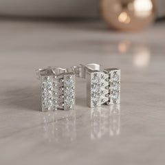 0.30 Ct Round-Cut Lab-Grown Diamond & Moissanite Cluster Stud Earrings
