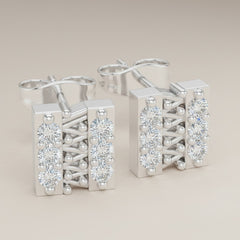 0.30 Ct Round-Cut Lab-Grown Diamond & Moissanite Cluster Stud Earrings