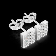 0.30 Ct Round-Cut Lab-Grown Diamond & Moissanite Cluster Stud Earrings