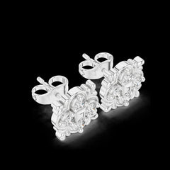 0.36 Ct Round-Cut Lab-Grown Diamond & Moissanite Floral Stud Earrings