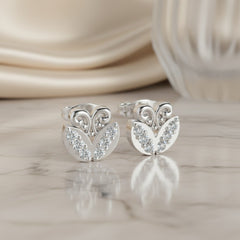 0.30 Ct Round-Cut Lab-Grown Diamond & Moissanite Floral Stud Earrings in 925 Sterling Silver