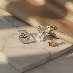 0.30 Ct Round-Cut Lab-Grown Diamond & Moissanite Floral Stud Earrings in 925 Sterling Silver